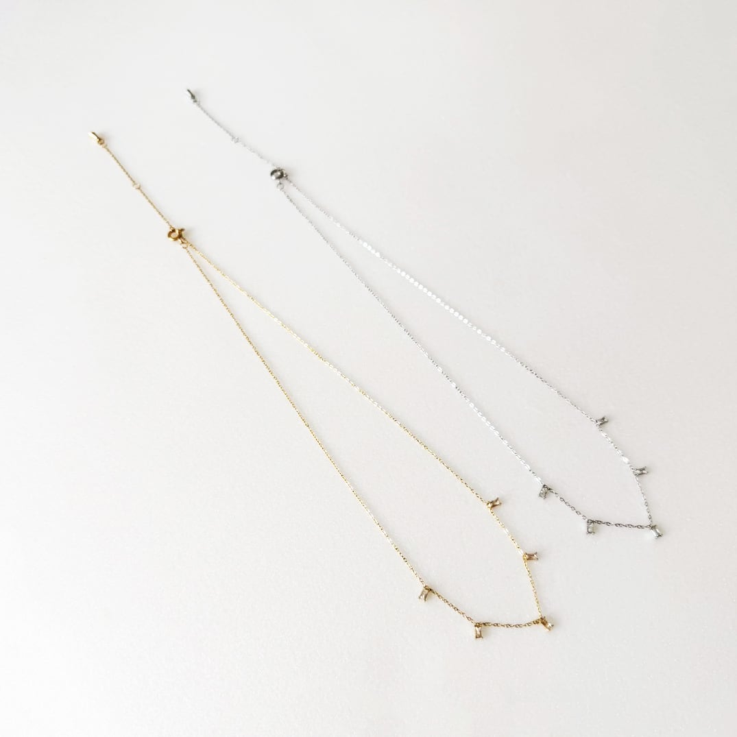 ステンレスストーンチャームネックレス