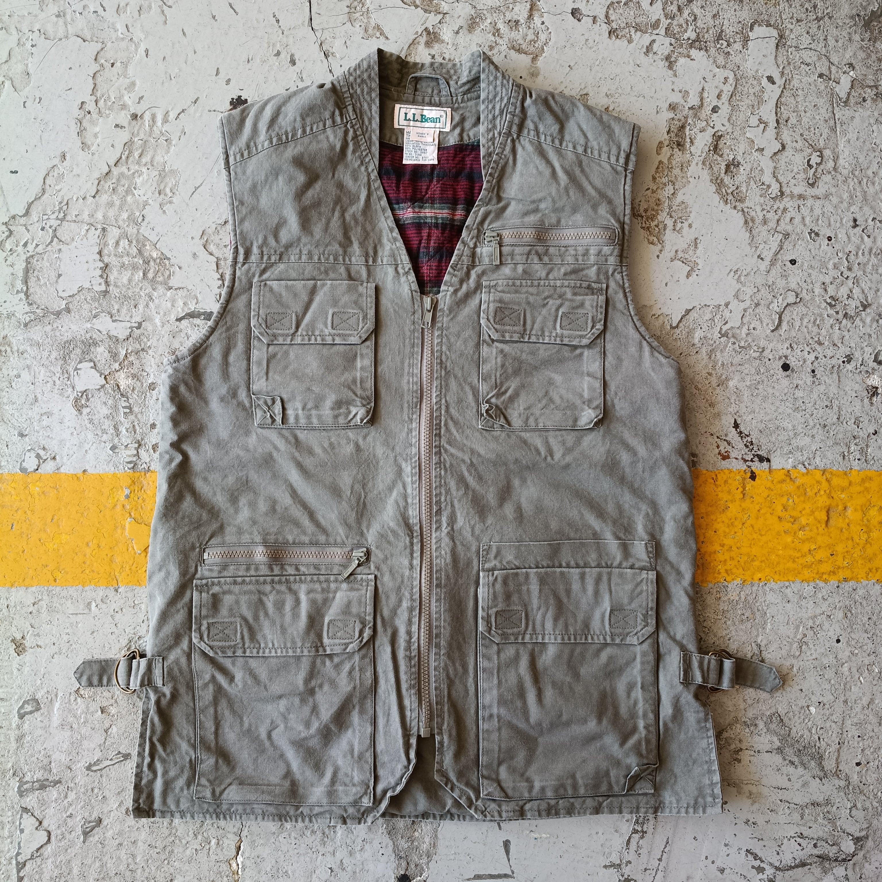 Used ベスト◆Sサイズ L.L.Bean サファリベスト オリーブ キルティング ブランケット◆USA古着 アウトドア