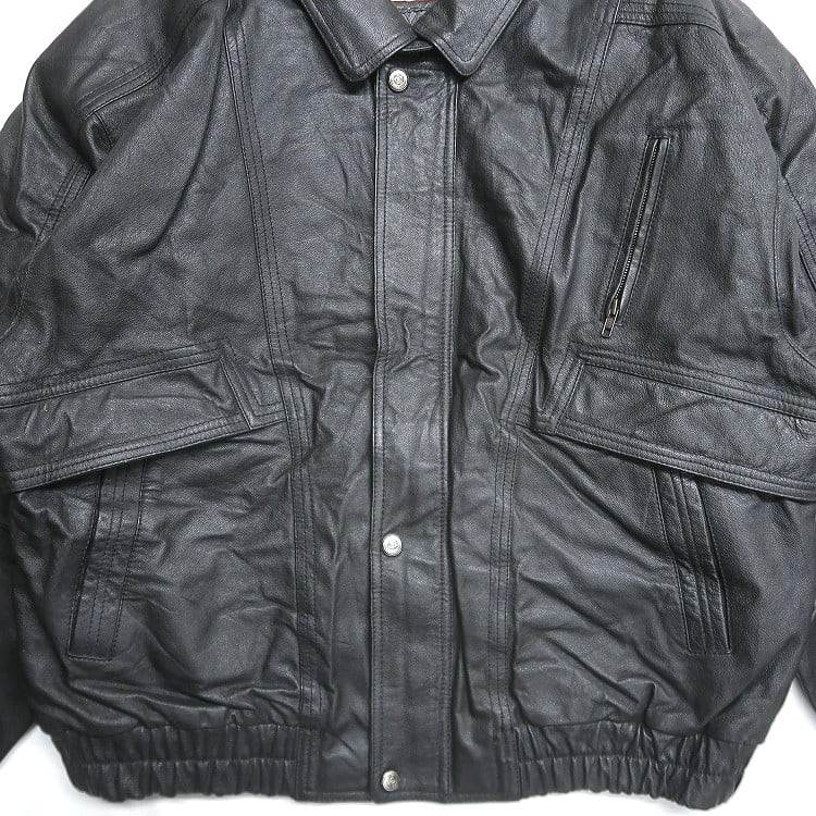 古着 TRAIL'S END 本革 レザージャケット ブルゾン ブラック 表記：XL