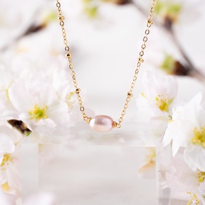 桜ピンクのバロック淡水パール　ネックレス　サージカルステンレス製