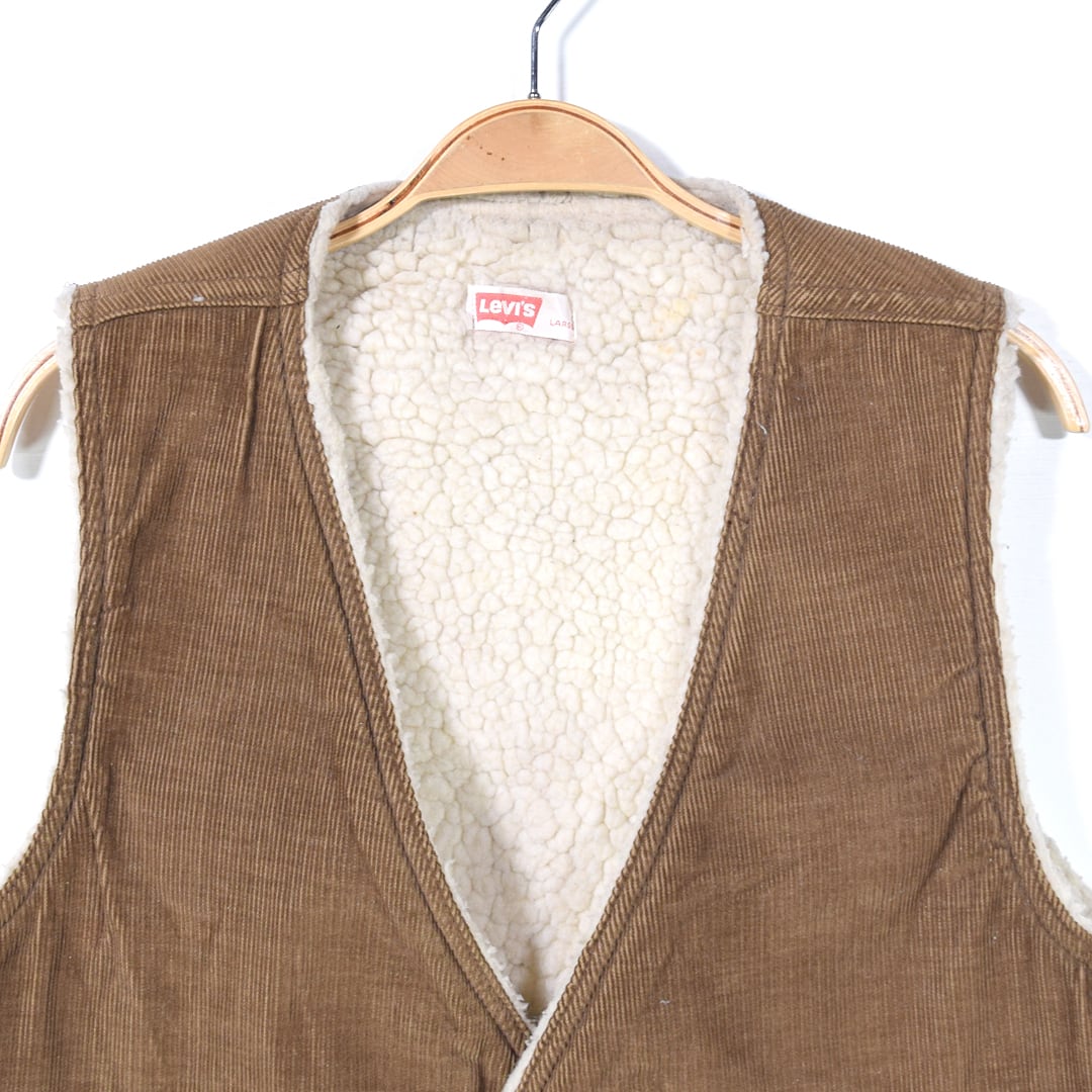 70s ビンテージ USA製【リーバイス】コーデュロイ ボアベスト 白タブ 70s ビンテージ USA製【リーバイス】コーデュロイ ボアベスト 白タブ