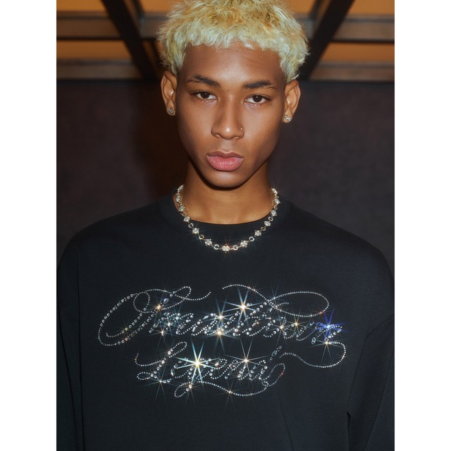 【DRIP6856】STKD Rhinestone Script Logo Long Sleeve Tee