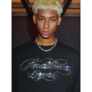 【DRIP6856】STKD Rhinestone Script Logo Long Sleeve Tee