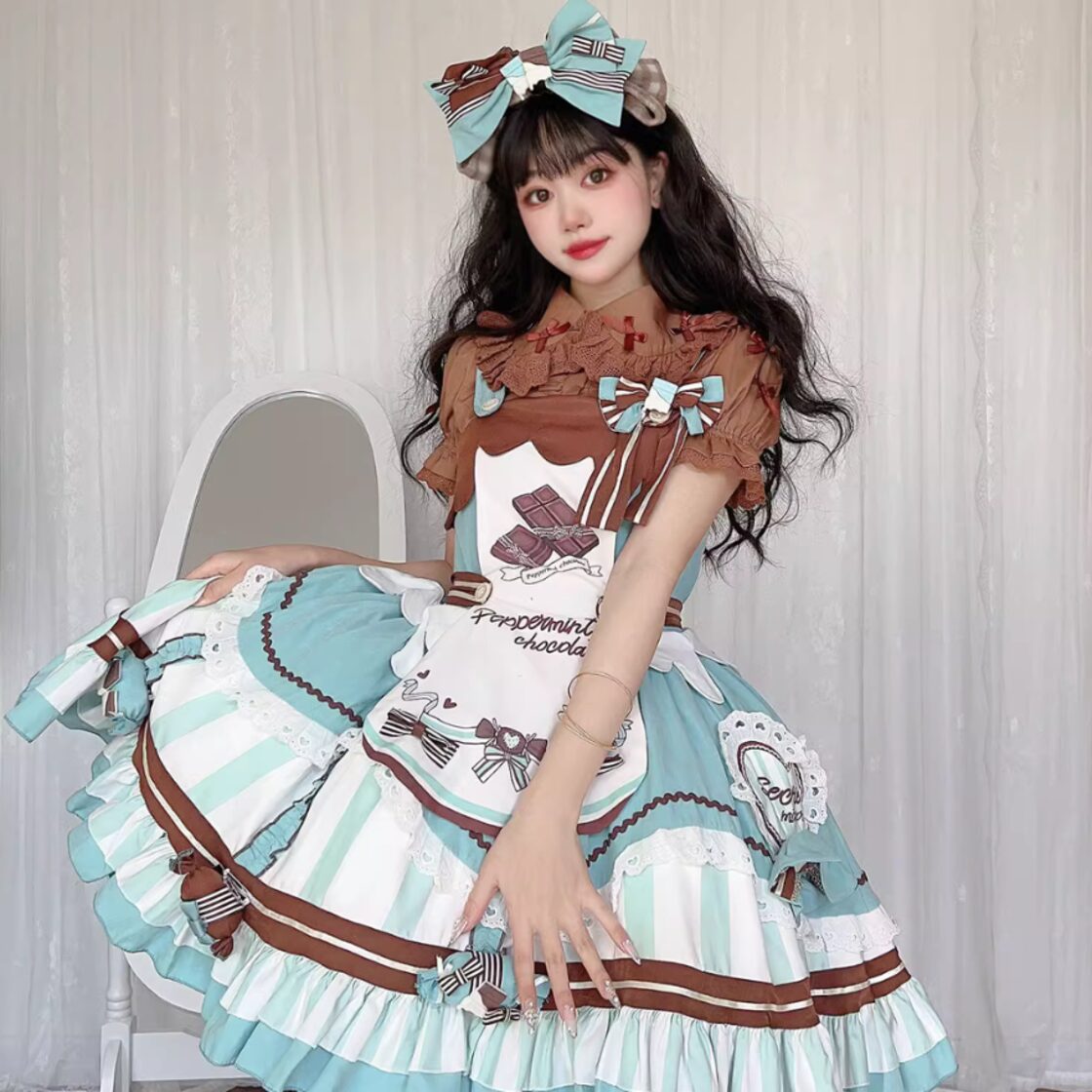 チョコミント　ロリィタ　jsk 最終値下げ jsk ジャンパースカート チョコ ミント ケーキ ロリータ ドレス
