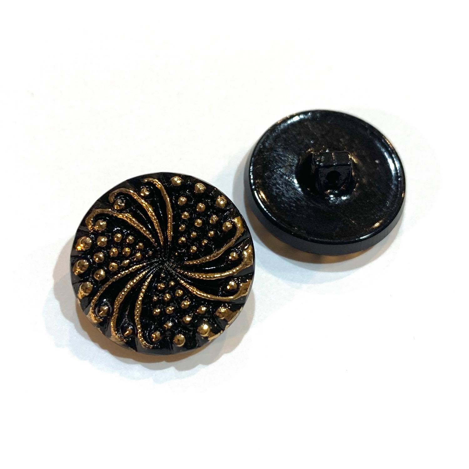 再入荷〉チェコガラス黒ボタンパック 22mm（2p） | Dua-アクセサリー