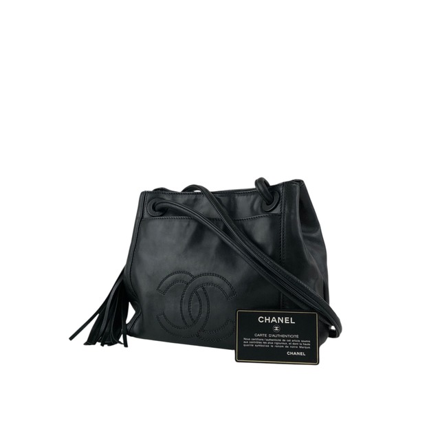 CHANEL シャネル ショルダーバッグ ブラック ココマーク レザー タッセル vintage ヴィンテージ オールド 5swwjx