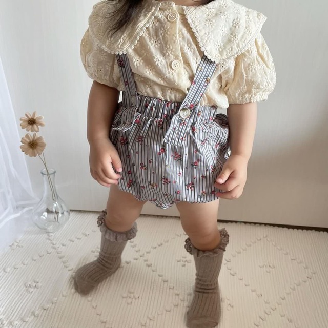 【取寄】着回し力抜群!花柄が甘々で可愛すぎるブラウスとサスペンダーパンツ