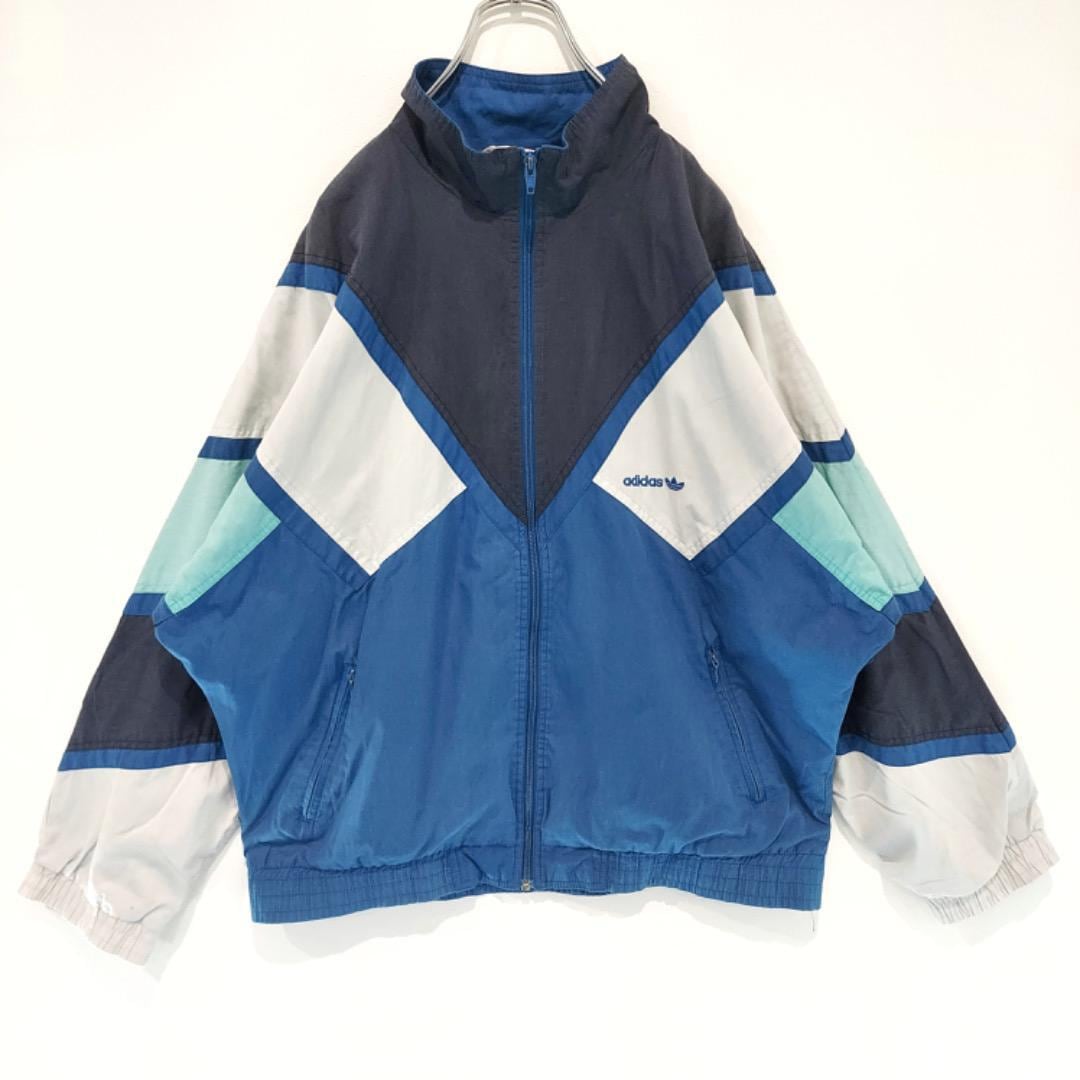 adidas アディダス ナイロンジャケット 80s 古着 M 青 12636 | fuufu adidas アディダス ナイロンジャケット 80s 古着 M 青 12636 | fuufu
