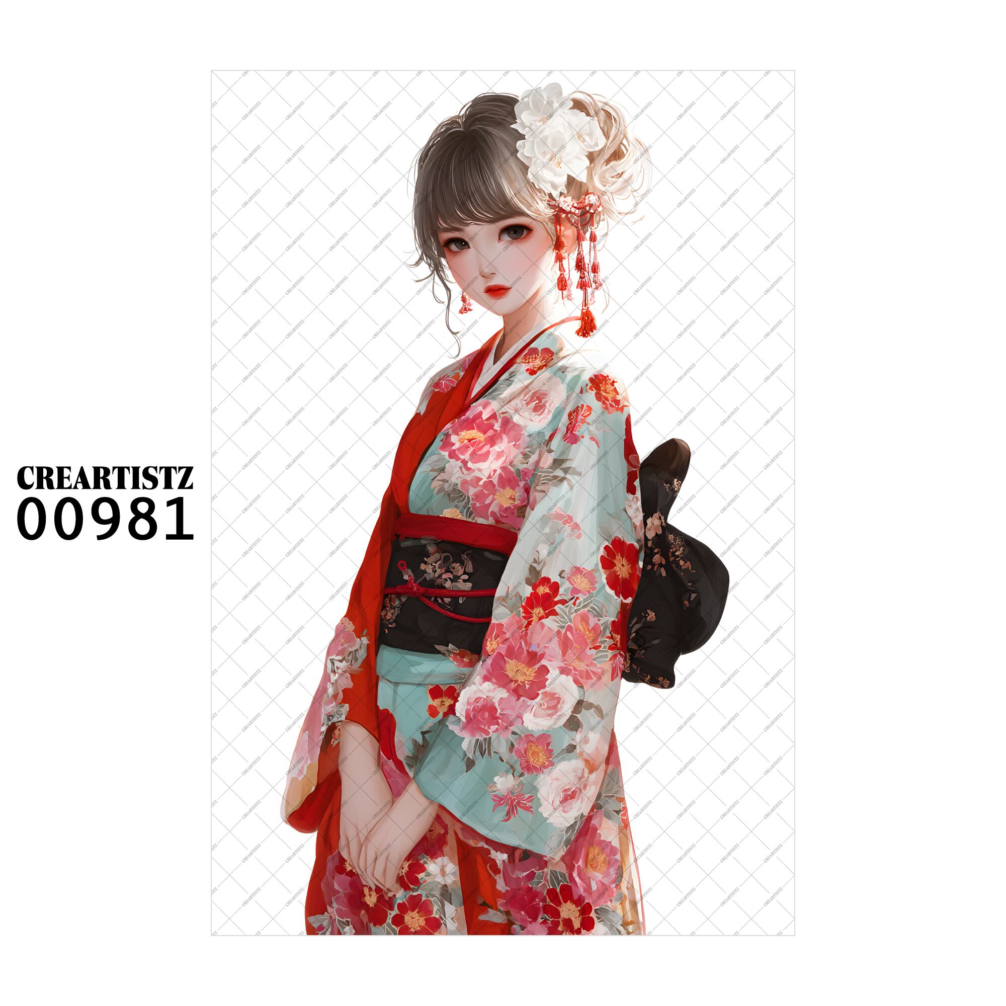 00981 ガール キュート オリジナル ペーパー/ステッカー 4枚セット CREARTISTZ