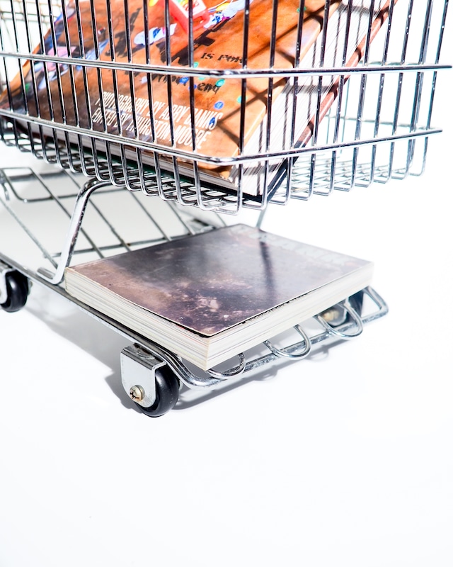 steel shopping cart with rolling wheels