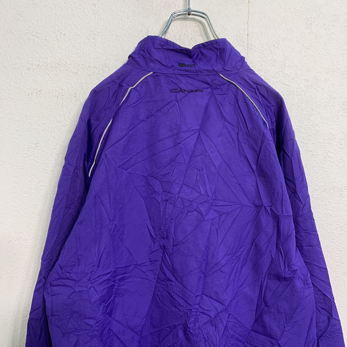 CANARI ナイロンジャケット XL パープル リフレクターライン バック
