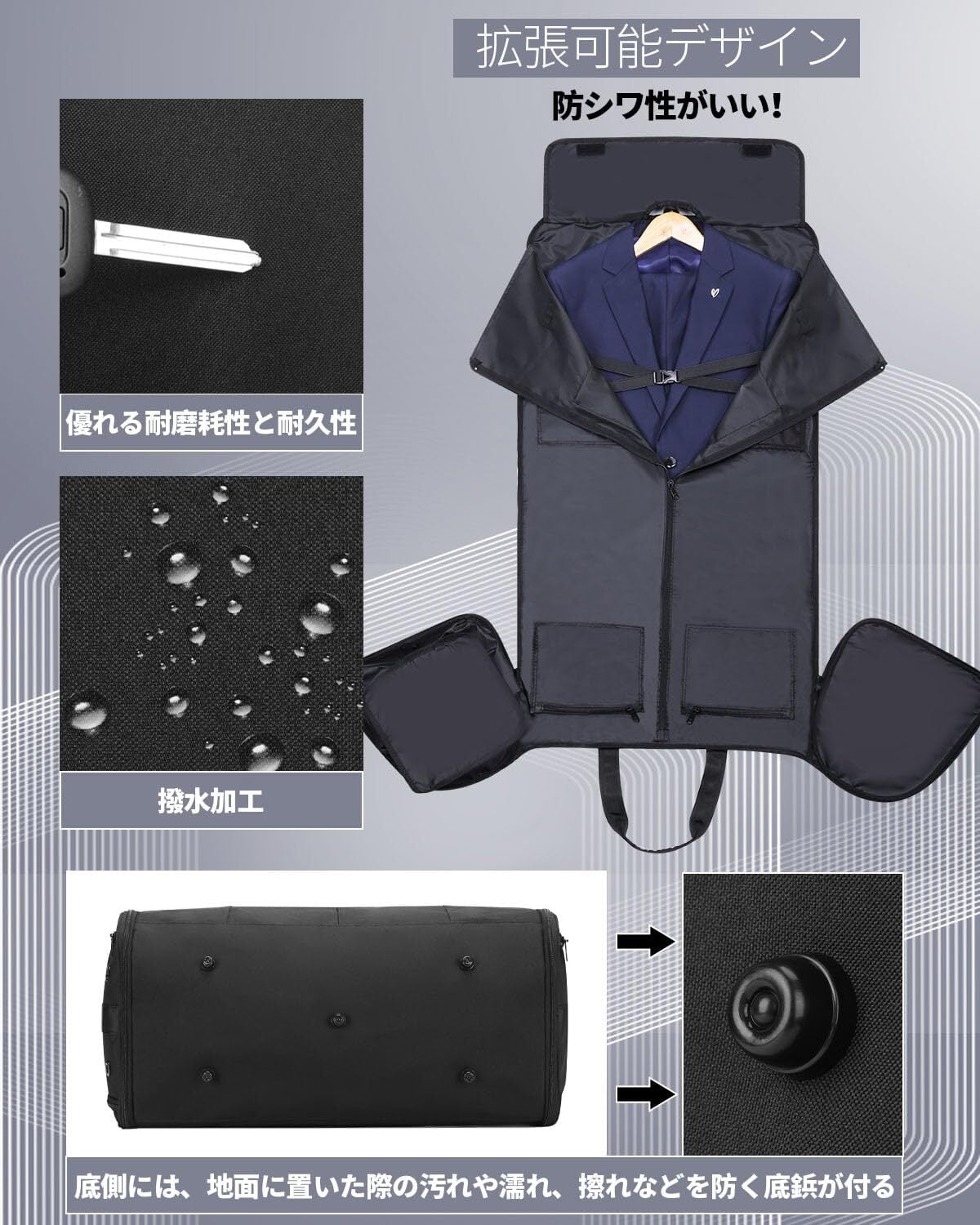 【美品】ハートマン　スーツケース　ガーメントケース　ビジネスバッグ付き 新着商品】[HOMIEE] ガーメントバッグ メンズ 靴収納/スーツ収納