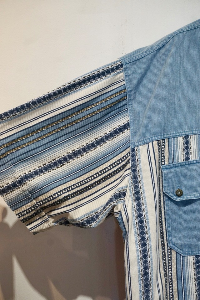 cotton polyester s/s zip shirt