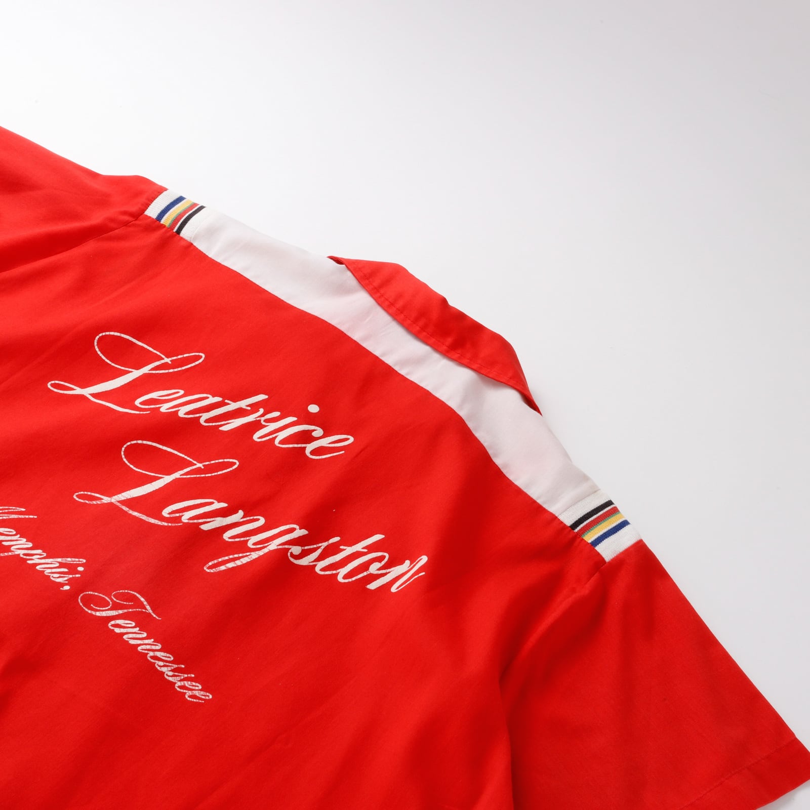 美品✨45R ジンバオックスの908スタンドオーシャンシャツ　レッド 極美品】70s special Vintage bowling shirt open collar shirt RED S