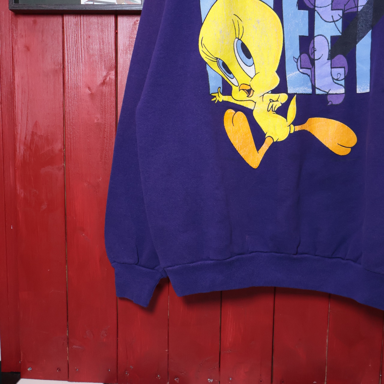 90s USA製 LOONY TUNES トゥイーティー スウェット 紫