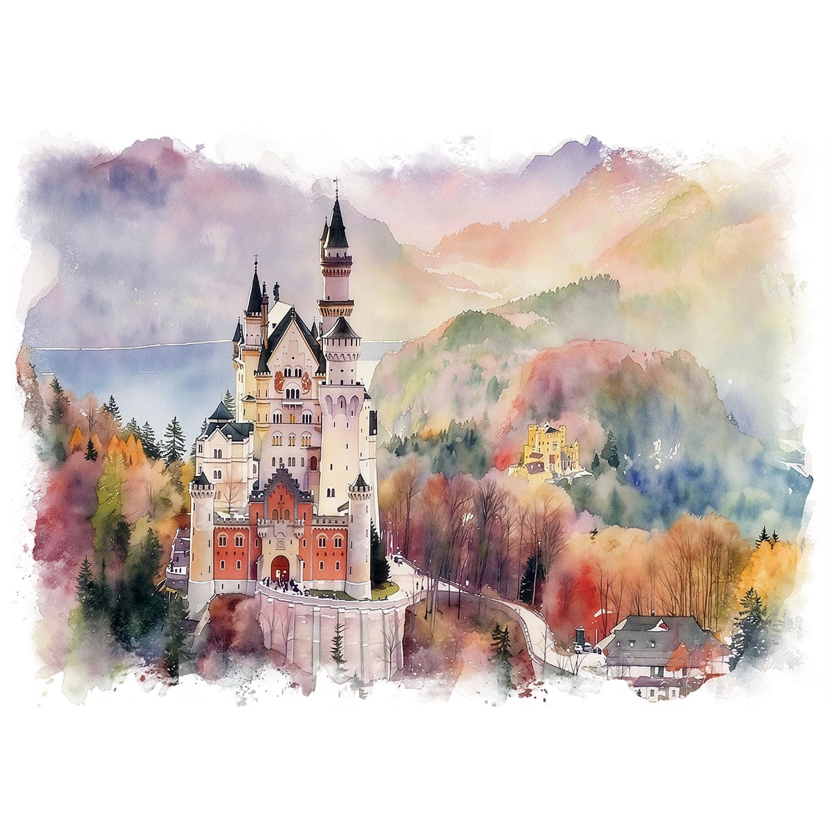 絵画 ドイツ 風景画 ノイシュヴァンシュタイン城 インテリアアート額