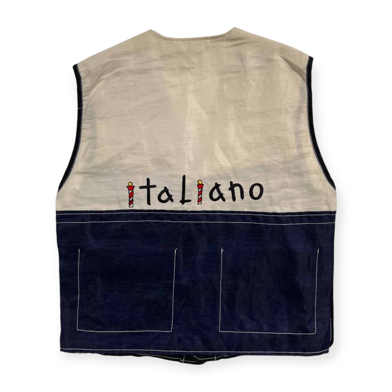 CASTELBAJAC カステルバジャック ロゴワッペン付き コットン&リネン ベスト サイズ 2