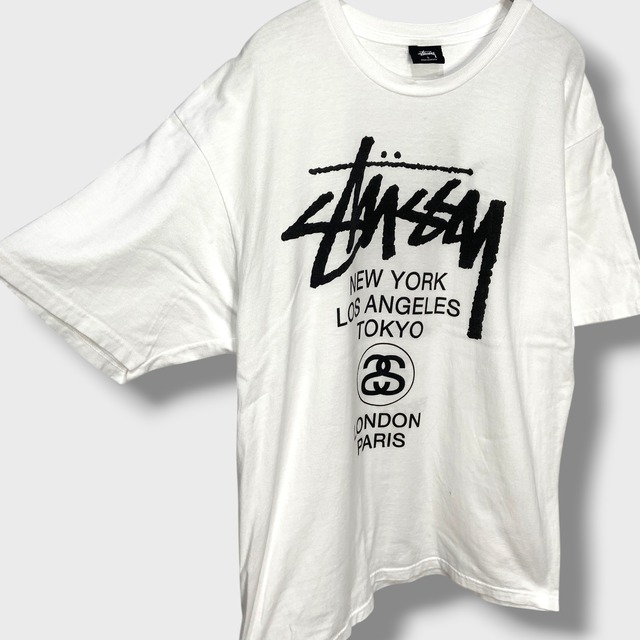 stussy ステューシー　ワールドツアーTシャツ　プリントT ホワイト　L
