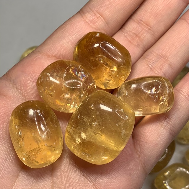 4個セット✩べっこう飴の様なゴールデンカルサイトタンブル(大)