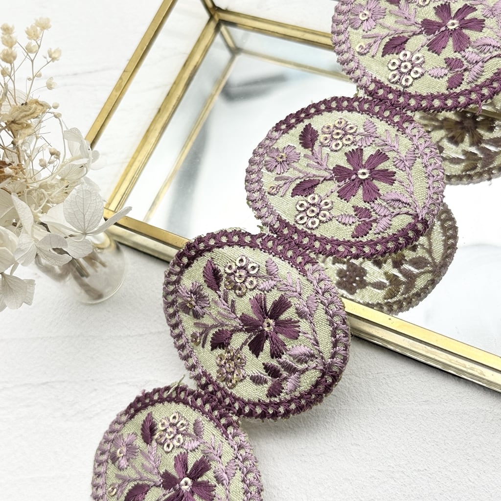 オーバル [エメラルド] インド刺繍リボン 2417 | PAY ID
