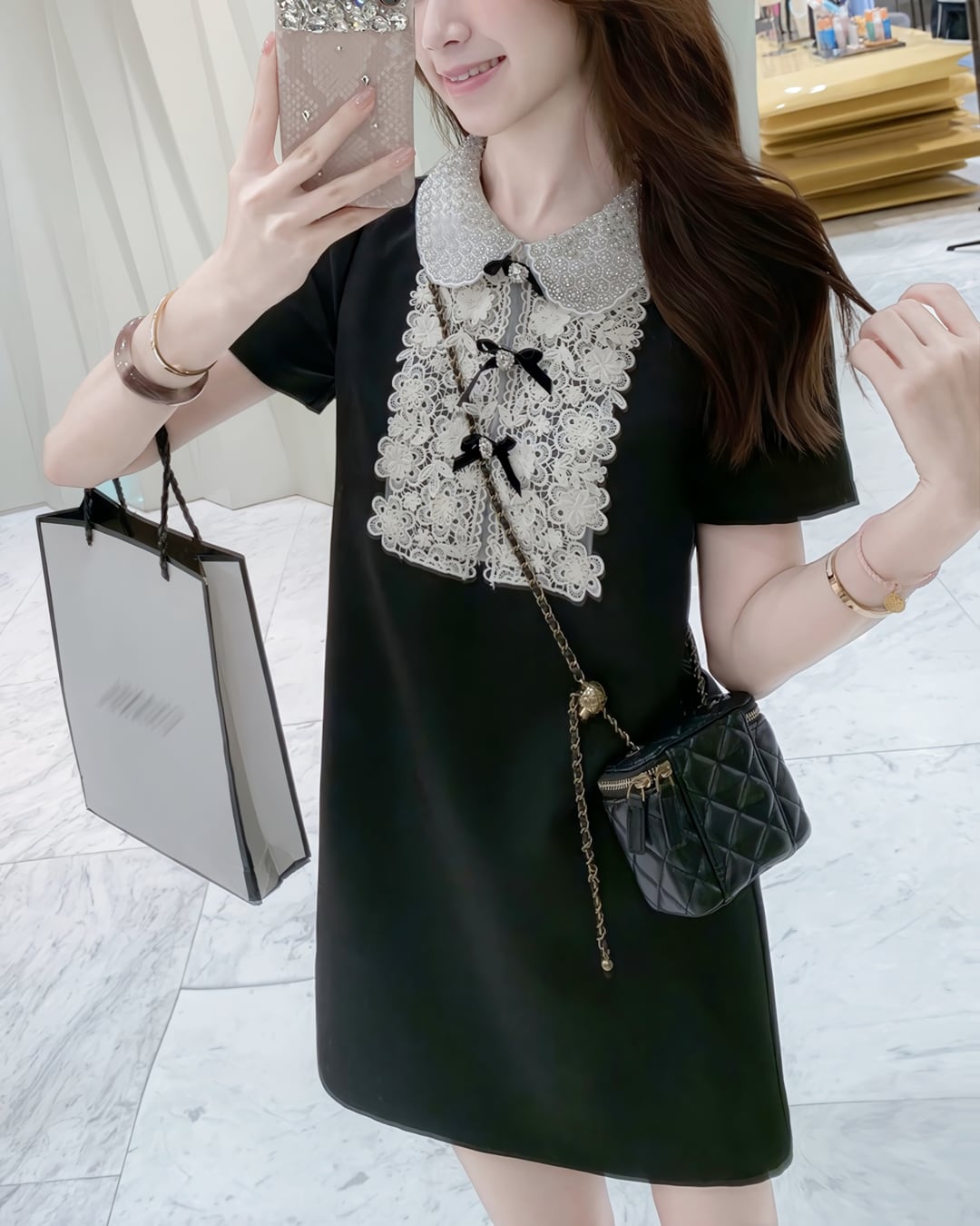 ビーズカラーフラワーレースワンピース 25WP07006