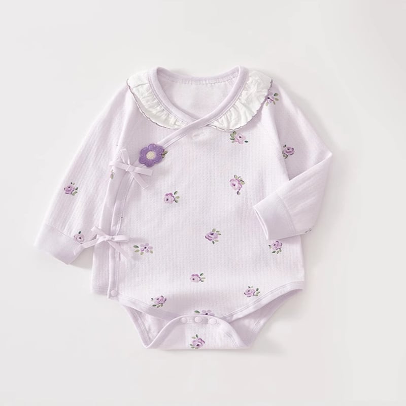 【BABY】パープルフラワーロンパース