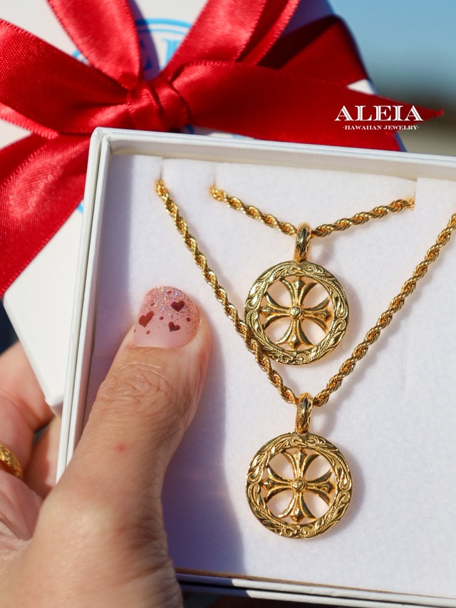 【Xmas限定ギフト】《刻印無料》Cross Necklace ペア2点セット [316L]ハワイアンジュエリー