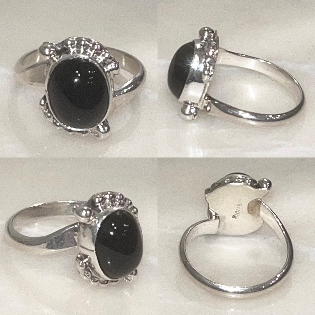Navajo silver onyx ring (size9)