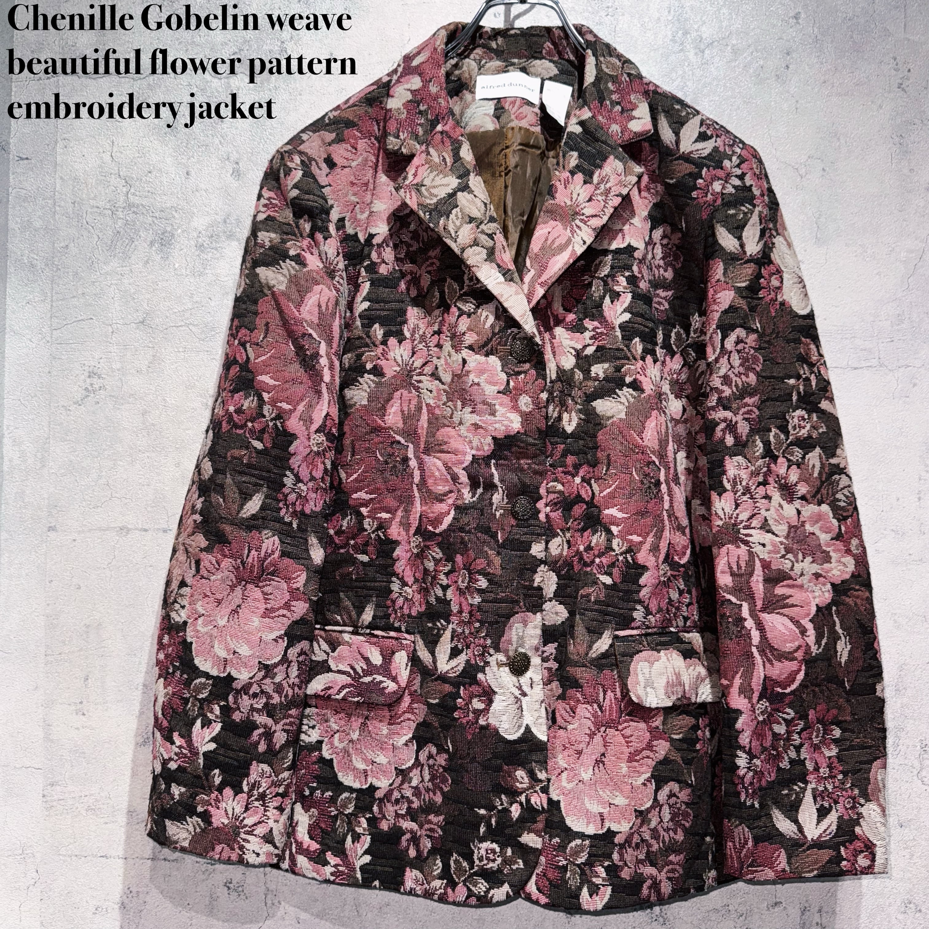 Chenille Gobelin weave beautiful flower pattern embroidery jacket