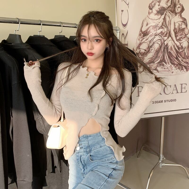 ニットシャツ Tシャツ スタイルトップス ロング ウィンター 冬物 ブラックストロベリース5524990084