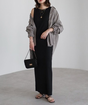 パッド付バックオープンリブカットワンピース【w-30343】.