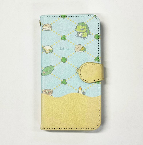 【Android用 Lサイズ】【旅かえる（ライトブルー）】手帳型ベルト付きスマートフォンケース