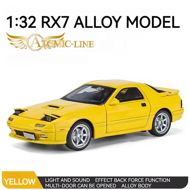 マツダ RX-7 FC3S 1/32 ミニカー 全4色 ライト点灯 エンジンサウンド 合金モデル 模型 イニシャルD ジオラマ