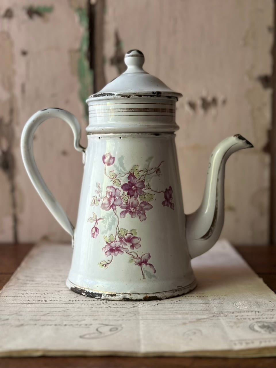 ホーロー コーヒーポット すみれ柄 琺瑯 B&W社製 | Brocante de La