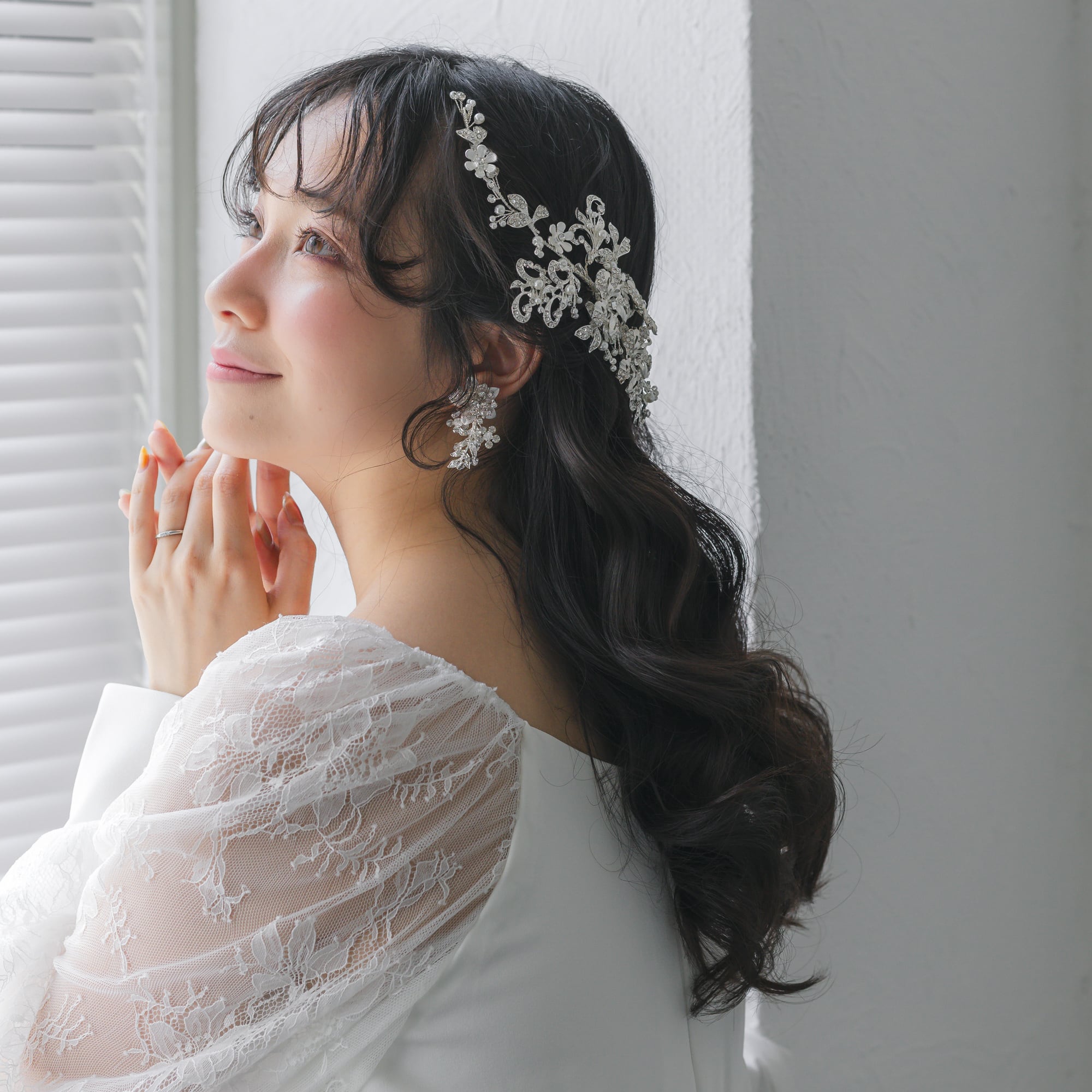 y27-hd153【ヘッドドレス】ブライダルヘアアクセ フラワー リーフ