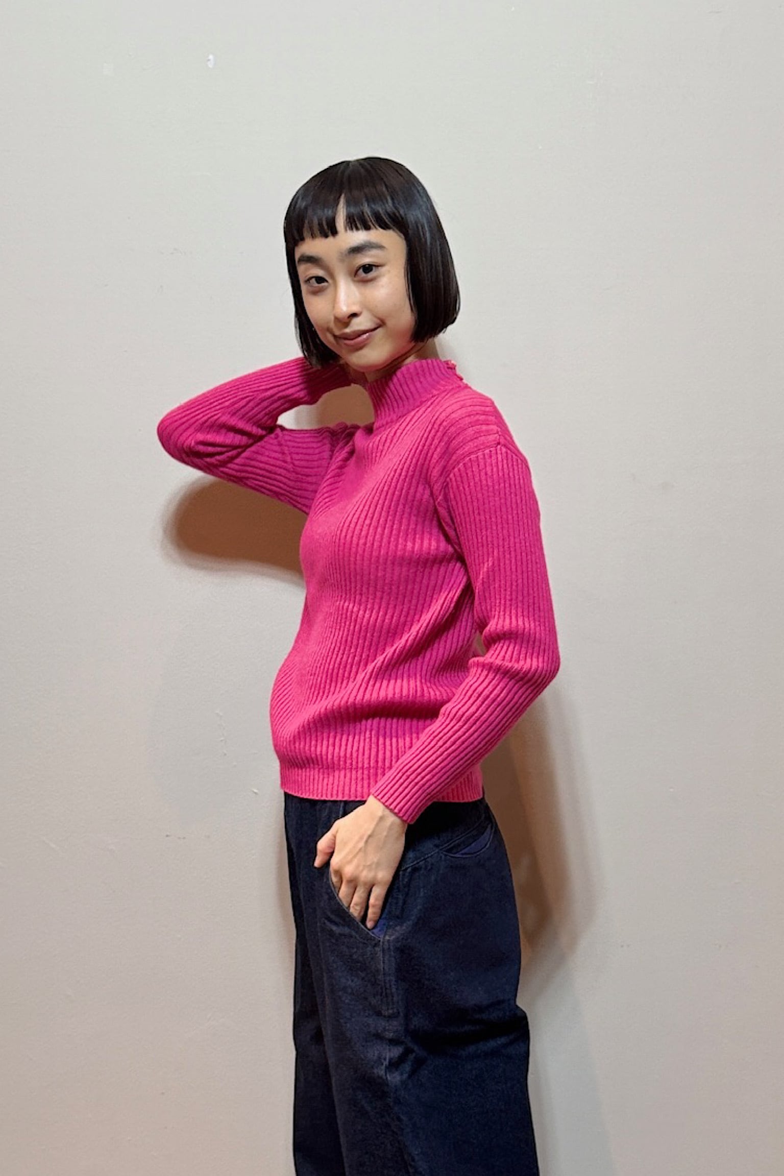 Cristiano Tissore カシミアシルクピンクリブニット | DROOMTUIN_VINTAGE