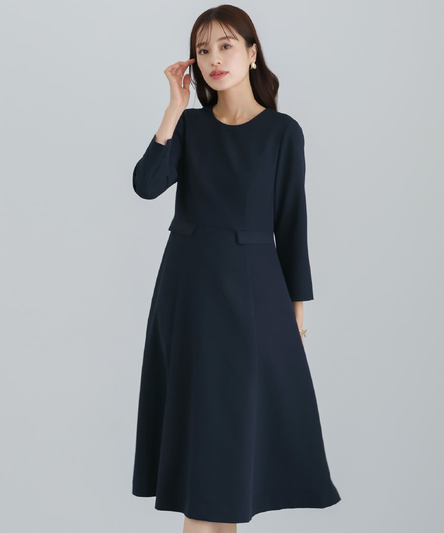 【再入荷】リュクスなフリル ジャケット ひざ下 ワンピース UVカット・速乾・接触冷感・防シワ・ストレッチ・洗える【多機能