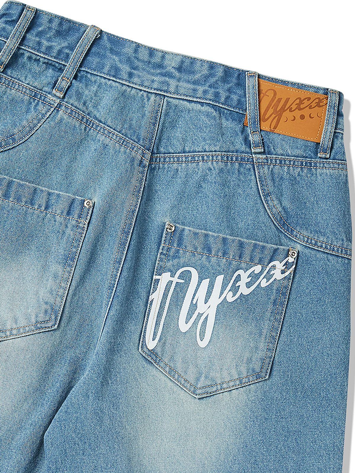 ☆NCT WISH リョウ 着用！！【NYXX】EMBOSSED DENIM HALF PANTS LIGHT
