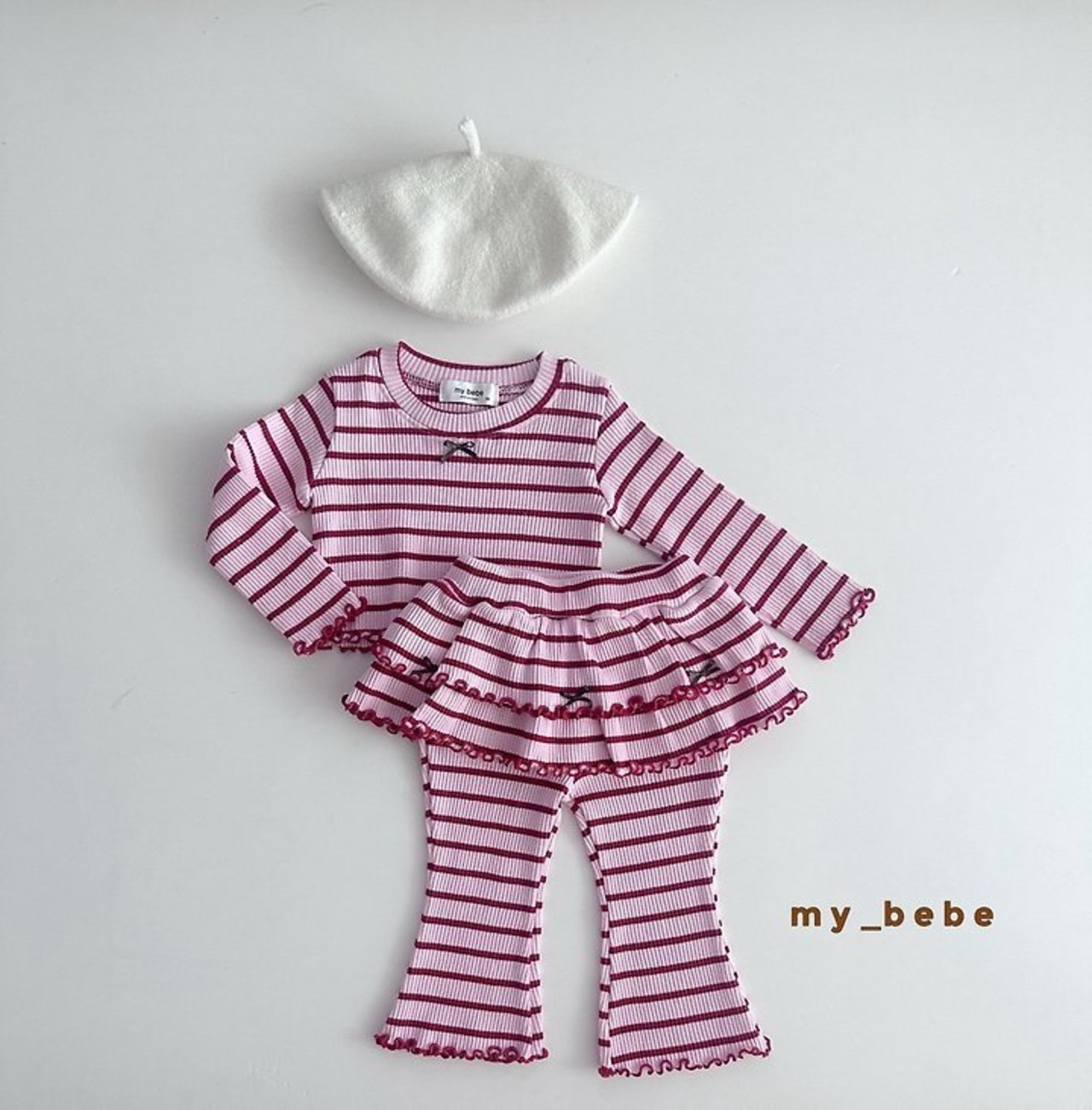 韓国子供服 / Mybebe / 2段リボンカンカンパンツ *XS~XL*