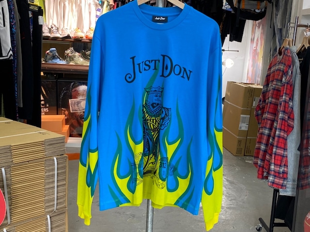 JUST DON FLAME L/S TEE BLUE LARGE 0961