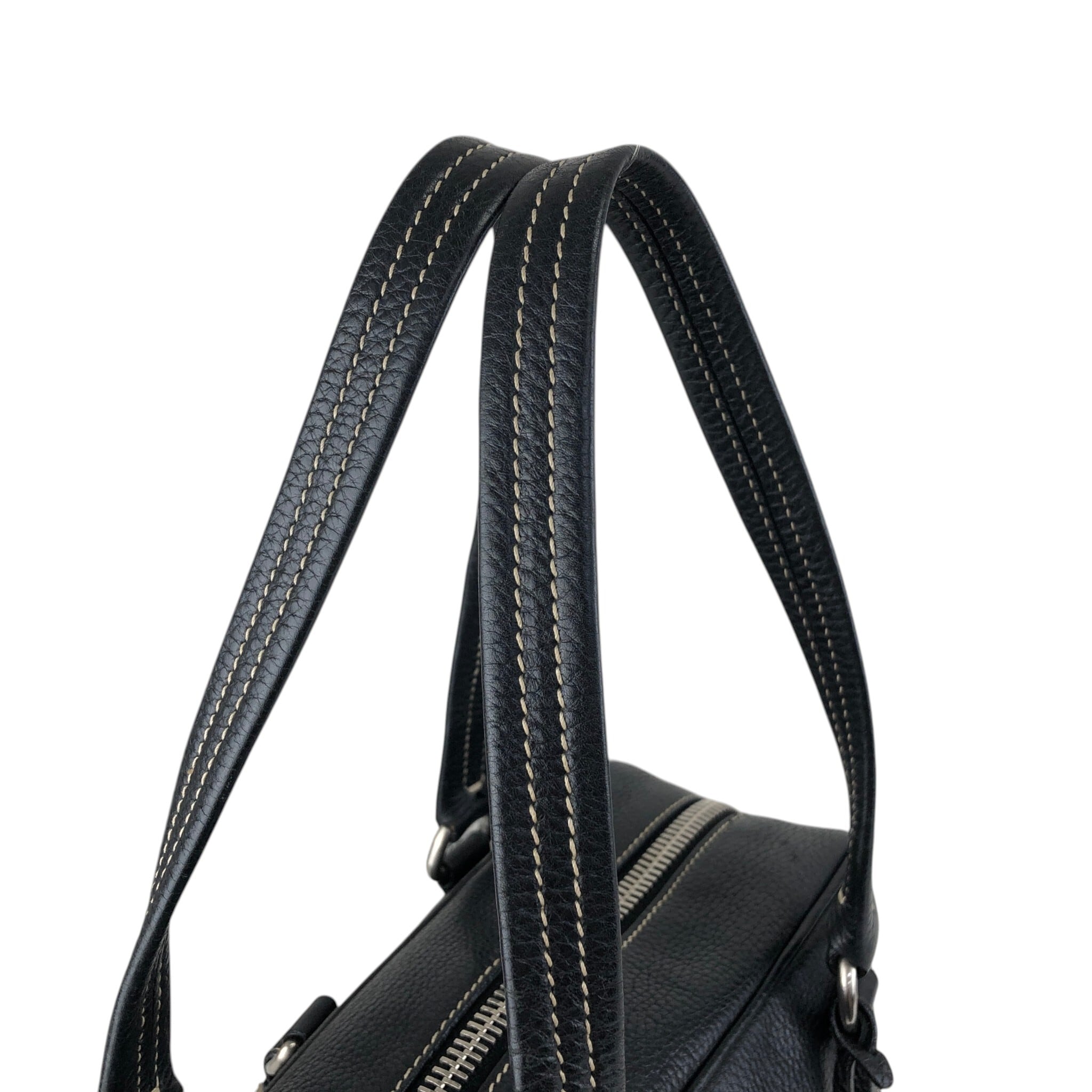 PRADA プラダ ハンドバッグ ブラック ロゴ型押し レザー ミニボストン