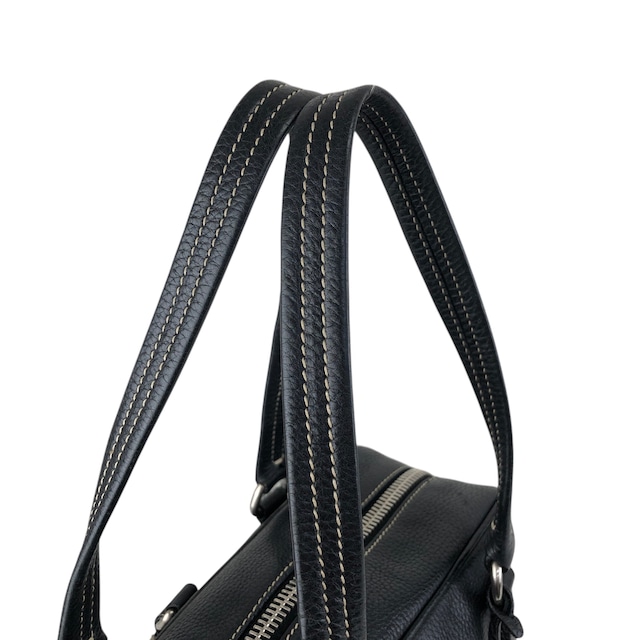 PRADA プラダ ハンドバッグ ブラック ロゴ型押し レザー ミニボストン vintage ヴィンテージ オールド wuztbm