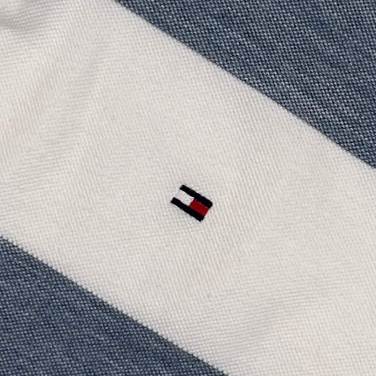 TOMMY HILFIGER トミーヒルフィガー ボーダー 鹿の子 半袖 ポロシャツ サイズ XL /ホワイト×ブルーグレー系 メンズ