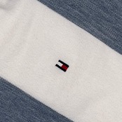 TOMMY HILFIGER トミーヒルフィガー ボーダー 鹿の子 半袖 ポロシャツ サイズ XL /ホワイト×ブルーグレー系 メンズ