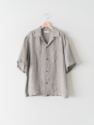 Linen Stripe Open Callor S/S Shirt