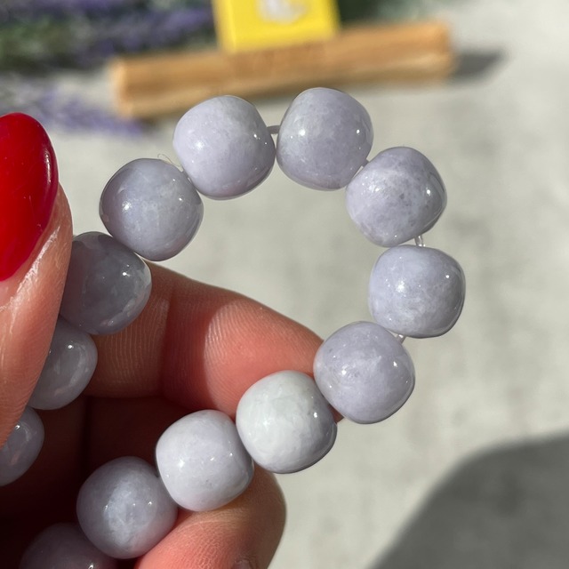 ミャンマー産 ラベンダー翡翠 ブレスレット｜やわらかな紫灰色の翡翠