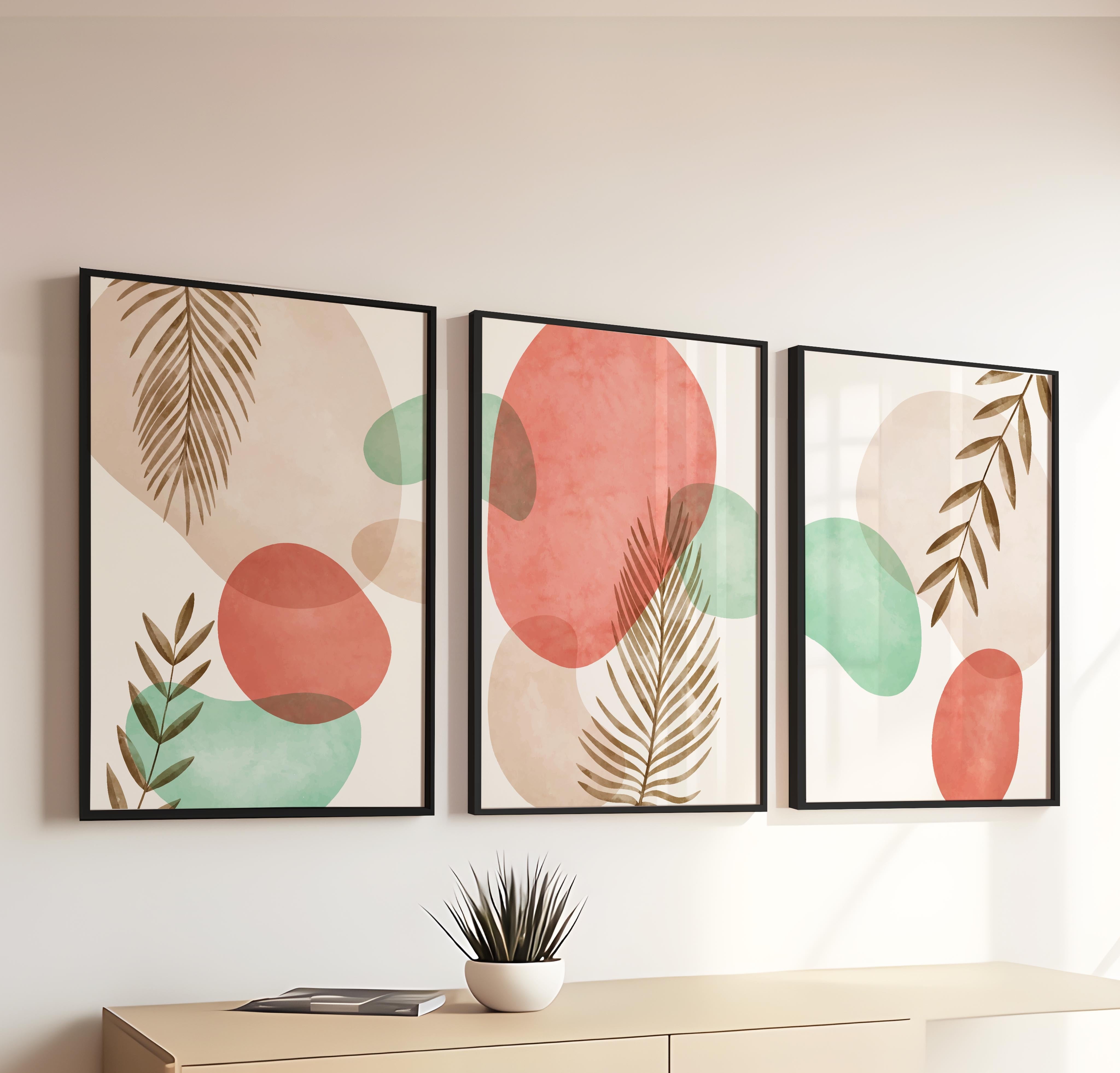 ウォーターカラーボタニカルアートポスター - 抽象デザインの