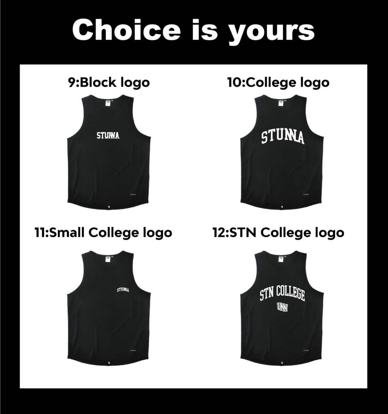 Choice is yours Tank : dark grey : ロゴ色選択、有料ナンバリング可能商品