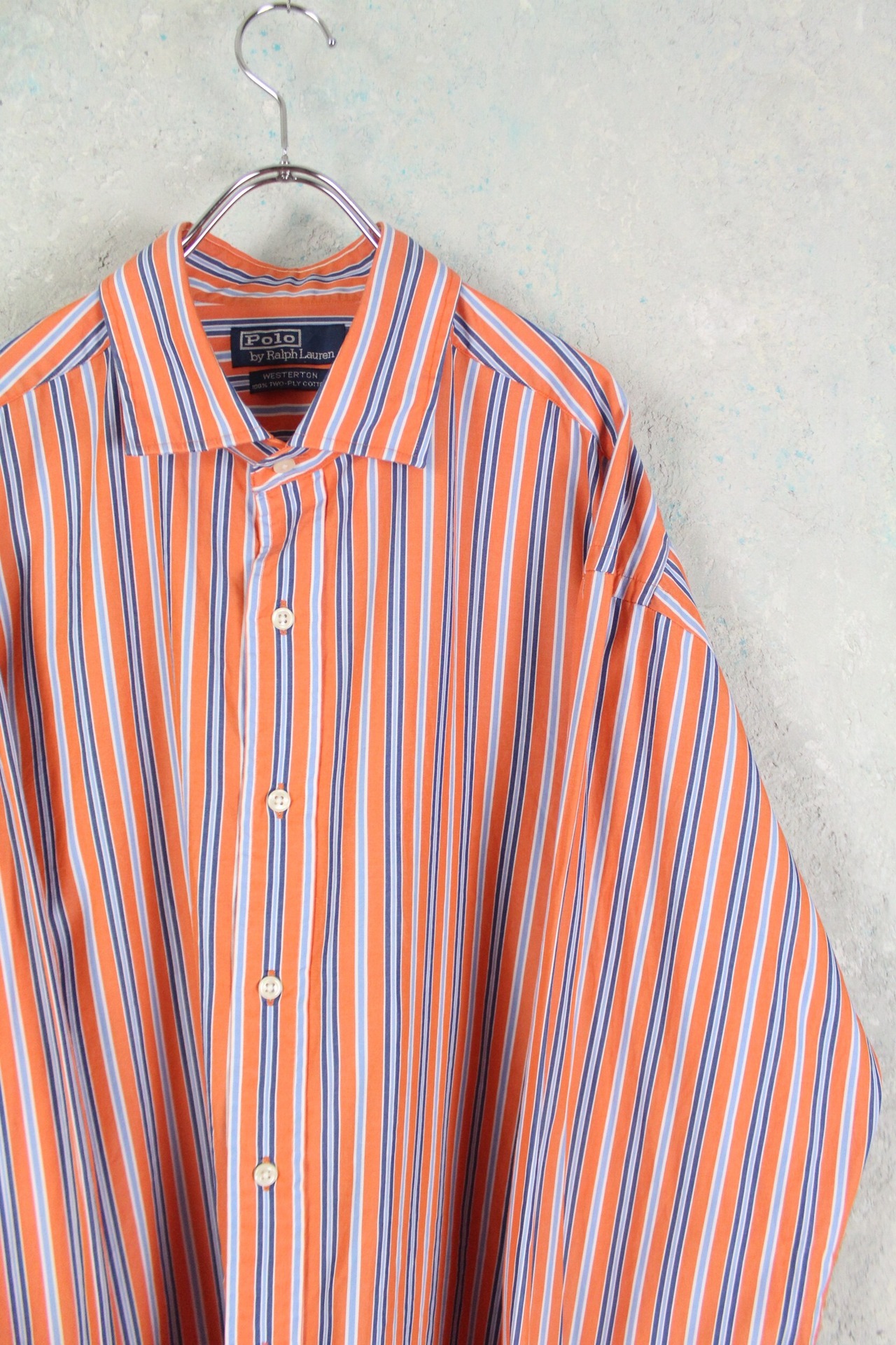 Polo by Ralph Lauren オレンジ×ブルー ストライプシャツ【FF-3638】 | cv