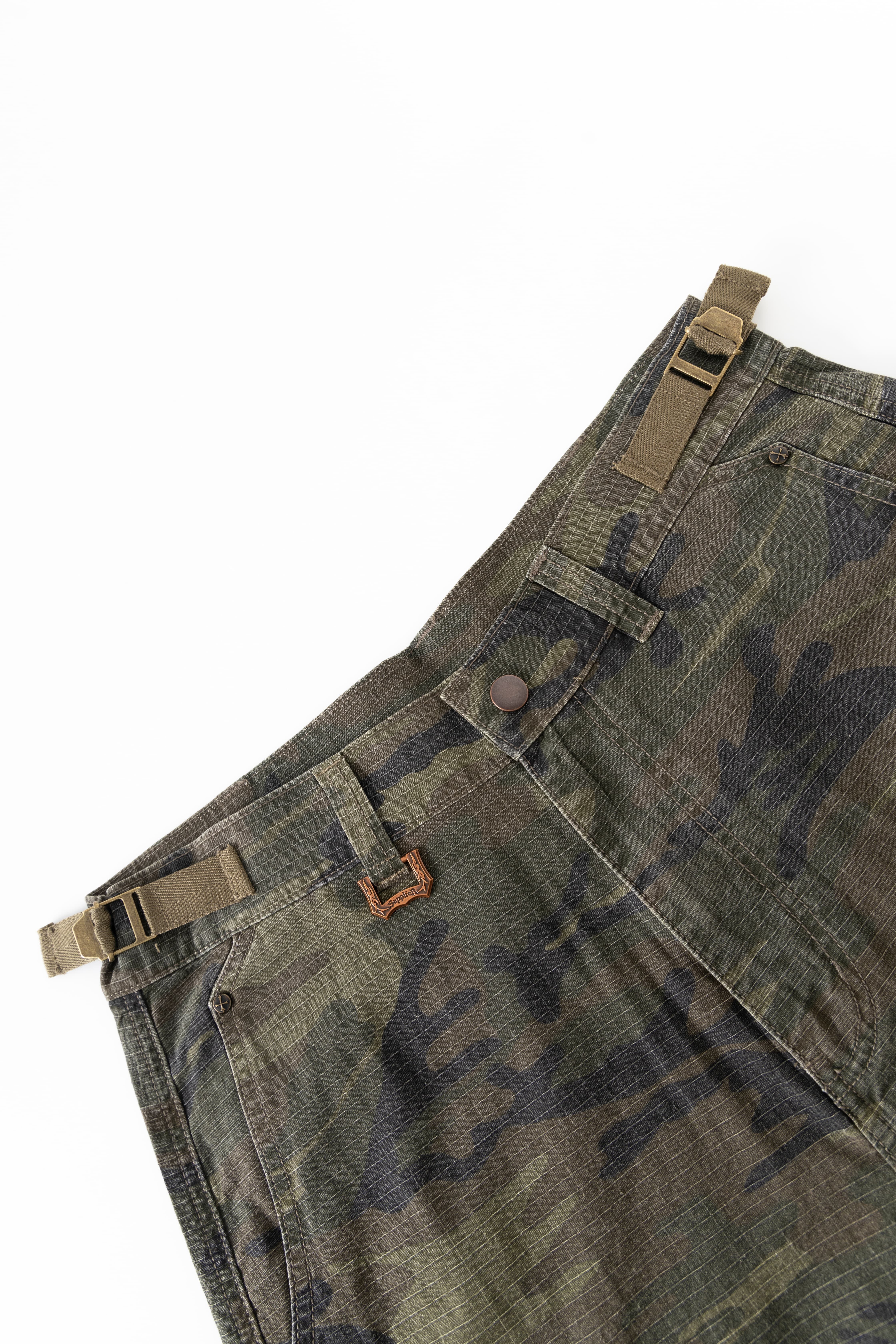 SUPPLIER】Cross Leather Patch Baggy Shorts / Green | PARX